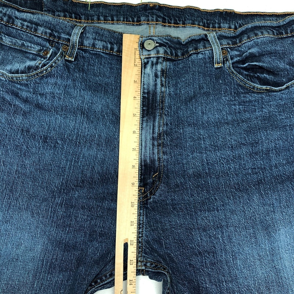Levis 505 Jeans Mens 42x30 Blue Medium Wash Straight Leg Denim Stretch - Picture 8 of 13